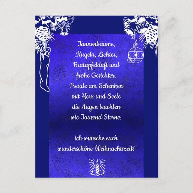 Weihnachtsgedicht Deutsch , Add Your Text Postcard (Front)