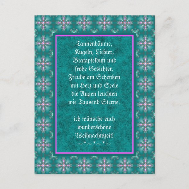 Weihnachtsgedicht Deutsch , Add Your Text Postcard (Front)