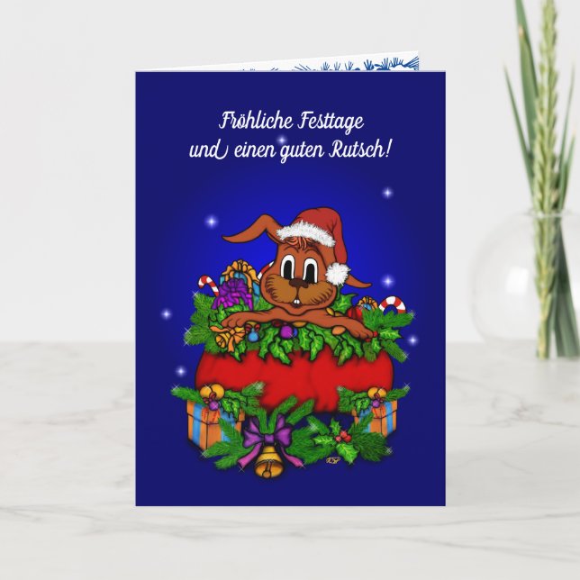 Weihnachtskaninchen , Fröhliche Weihnachten! Holiday Card (Front)