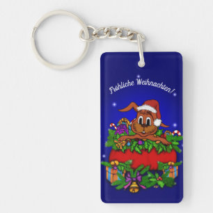 Weihnachtskaninchen , Fröhliche Weihnachten! Key Ring
