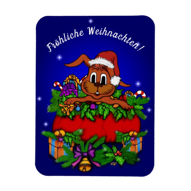 Weihnachtskaninchen , Fröhliche Weihnachten! Magnet (Vertical)