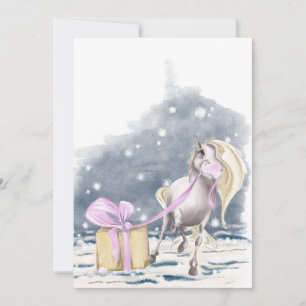 Weihnachtskarte mit Pferd und Weihnachtspacket Holiday Card