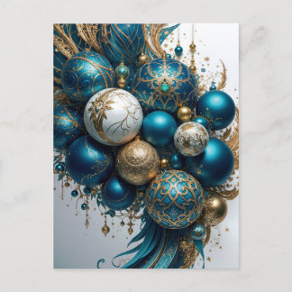 Weihnachtskugeln Gold Blau Luxus Fest Standard Postcard