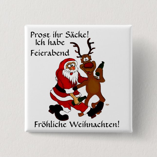 Weihnachtsmann mit Elch 15 Cm Square Badge (Front)