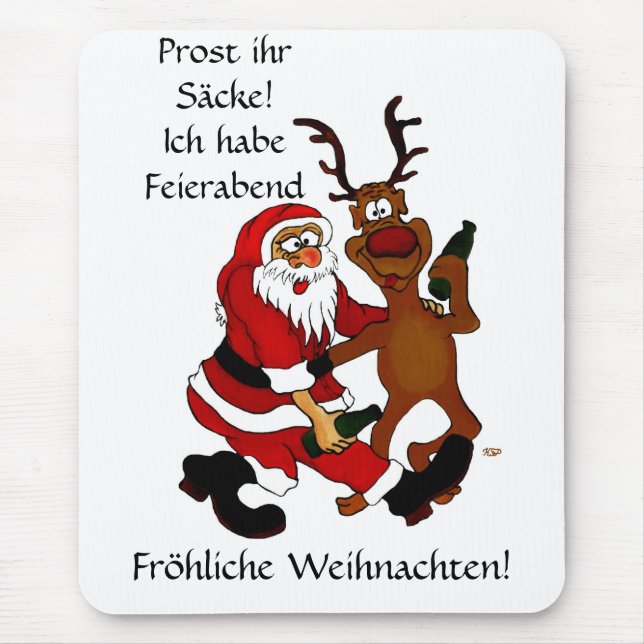 Weihnachtsmann mit Elch Mouse Mat (Front)