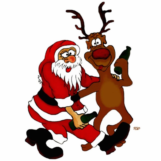 Weihnachtsmann mit Elch Standing Photo Sculpture (Front)