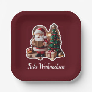 Weihnachtsmann mit Tannenbaum in 3D - Paper Plate