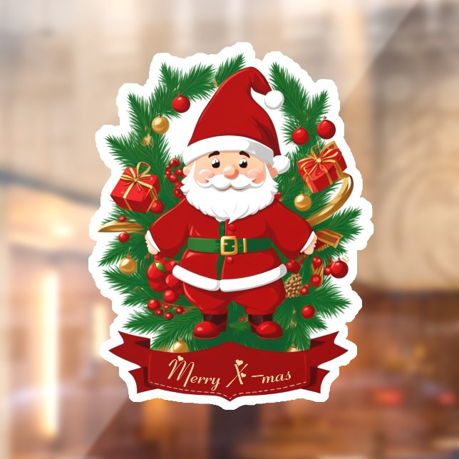 Weihnachtsmann mit Tannenzweigen -  Window Cling (Sheet 2)