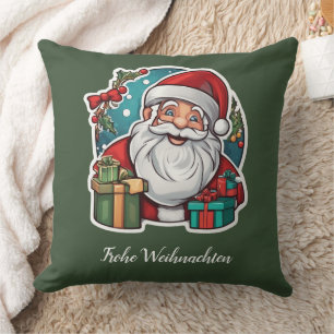 Weihnachtsmannkopf in farbenfrohem Cartoon-Stil - Cushion