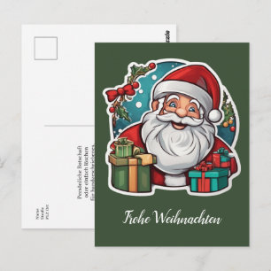Weihnachtsmannkopf in farbenfrohem Cartoon-Stil -  Postcard