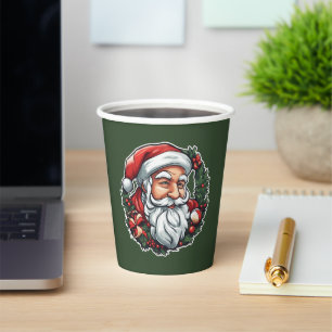 Weihnachtsmannkopf mit Kranz -  Paper Cups