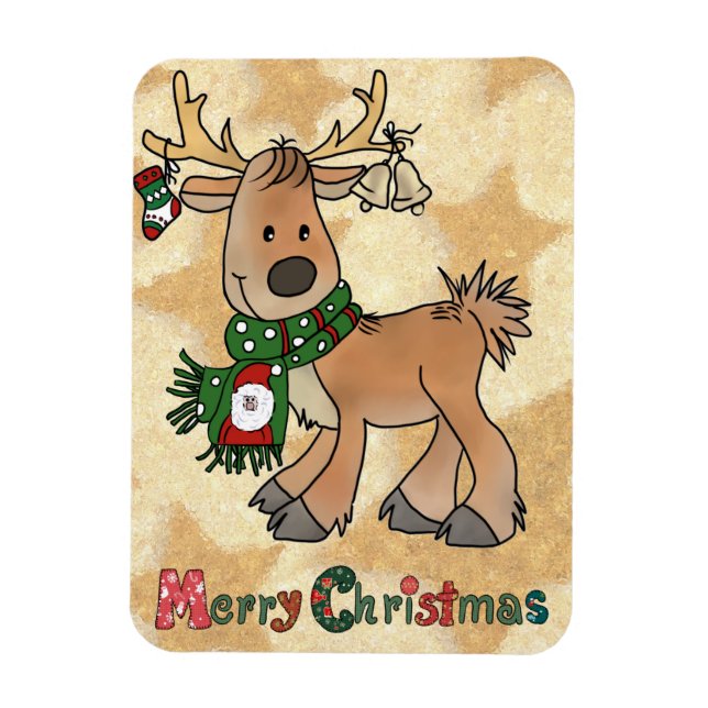Weihnachtsren mit Sternen  Magnet (Vertical)