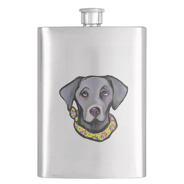 Weimarana Easter Hip Flask (Front)