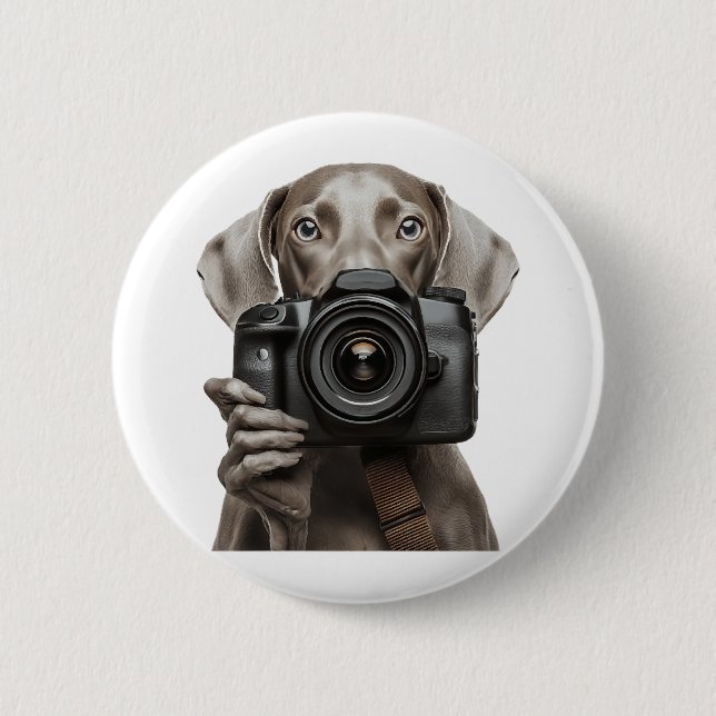 Weimaraner  6 cm round badge (Front)