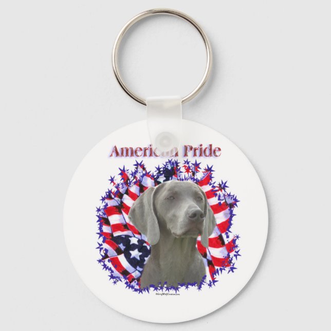Weimaraner American Pride Keychain (Front)