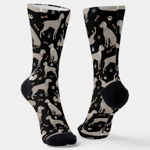 Weimaraner Bones and Paws Black Socks