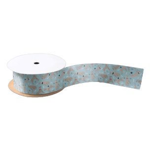 Weimaraner Bones and Paws Blue Satin Ribbon