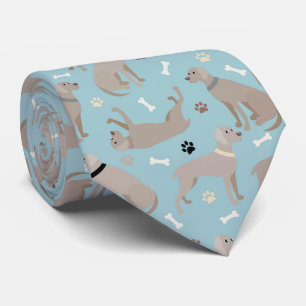 Weimaraner Bones and Paws Blue Tie