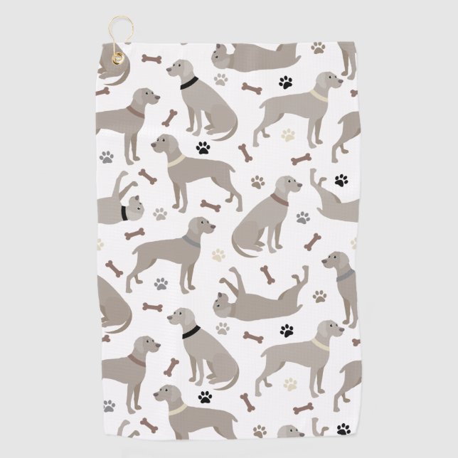 Weimaraner Bones and Paws Golf Towel (Front)