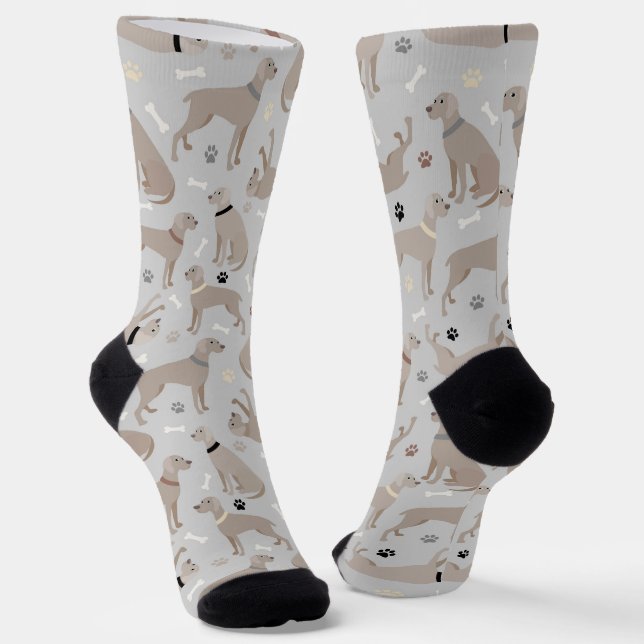 Weimaraner Bones and Paws Socks (Angled)