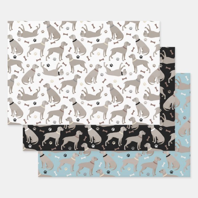 Weimaraner Bones and Paws Wrapping Paper Sheet (Set)