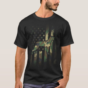 Weimaraner Camo American Flag USA Military T-Shirt