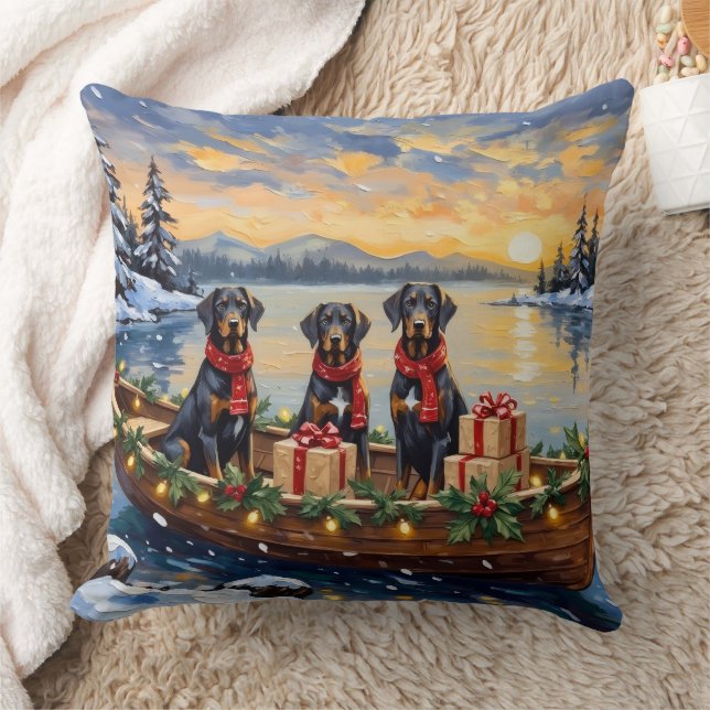 Weimaraner Christmas Boat Holiday Cushion (Blanket)