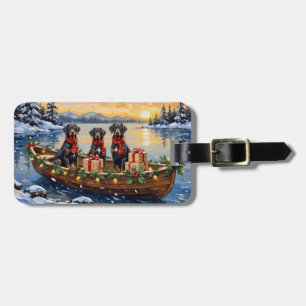 Weimaraner Christmas Boat Holiday Luggage Tag