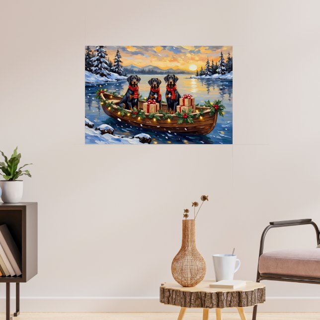 Weimaraner Christmas Boat Holiday Poster (Living Room 3)