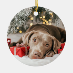 Weimaraner Christmas Ceramic Tree Decoration