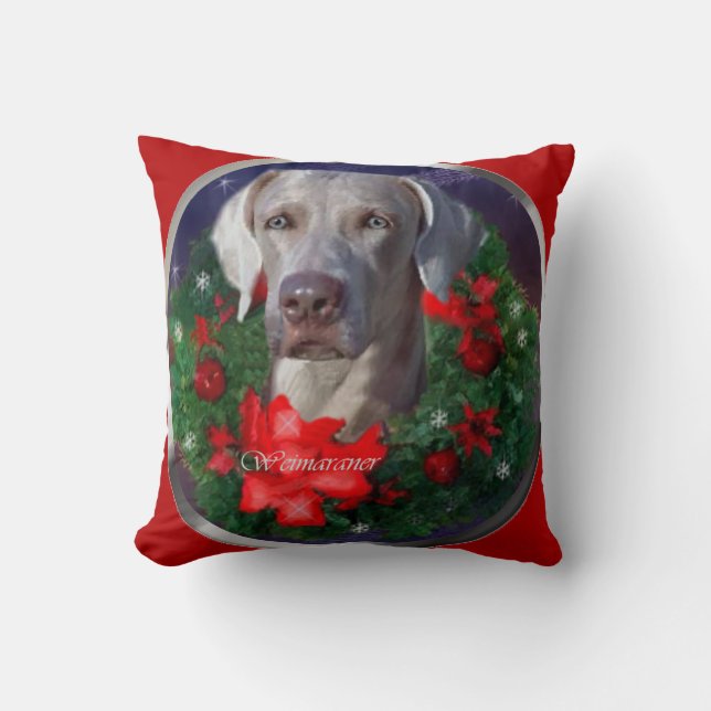 Weimaraner Christmas Cushion (Front)