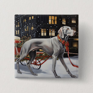 Weimaraner Christmas Festive Season 15 Cm Square Badge
