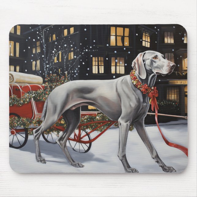 Weimaraner Christmas Festive Season Mouse Mat (Front)