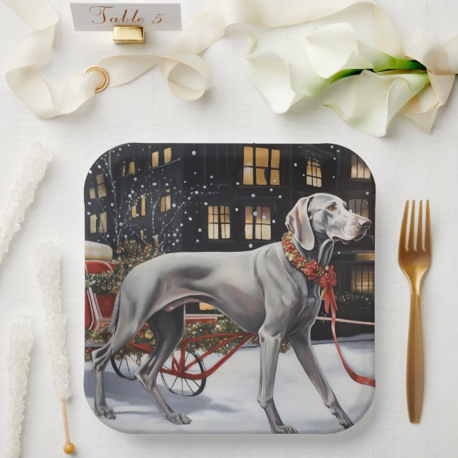 Weimaraner Christmas Festive Season Paper Plate (Wedding)