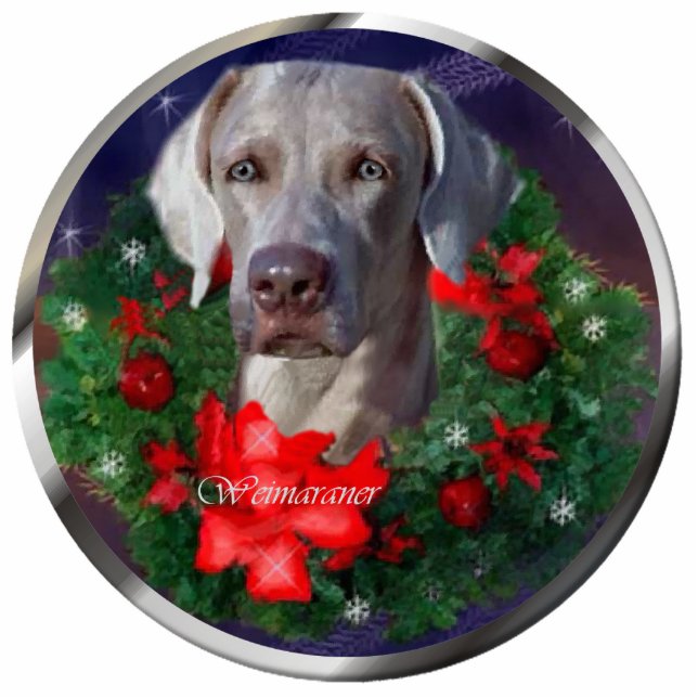 Weimaraner Christmas Gifts Ornament Photo Sculpture Decoration (Front)