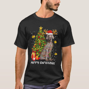 Weimaraner Christmas Lights Tree Santa Xmas Pajama T-Shirt