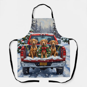 Weimaraner Christmas Red Truck Holiday Apron