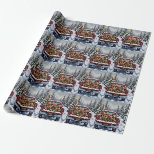 Weimaraner Christmas Red Truck Holiday Wrapping Paper