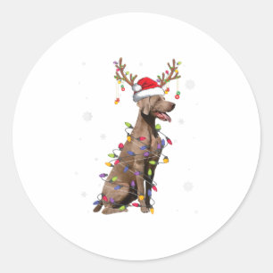 Weimaraner Christmas Reindeer Santa Xmas Tre Classic Round Sticker