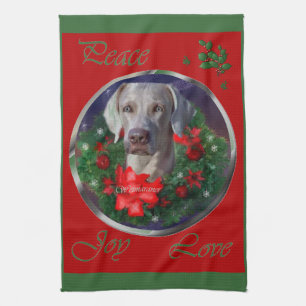 Weimaraner Christmas Tea Towel
