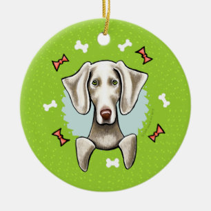 Weimaraner Christmas Wreath Ceramic Tree Decoration