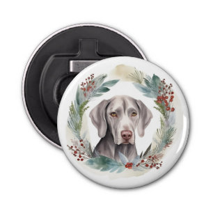 Weimaraner Christmas Wreath Festive Pup Bottle Opener