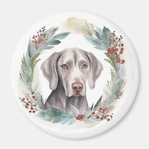Weimaraner Christmas Wreath Festive Pup Magnet