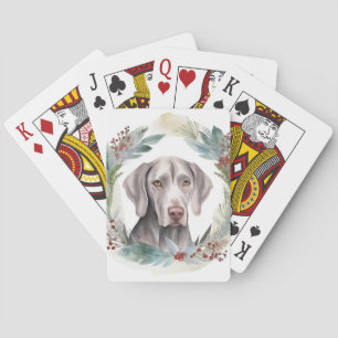 Weimaraner Christmas Wreath Festive Pup Playing Cards