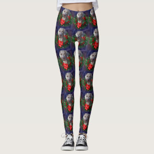 Weimaraner Christmas Wreath   Leggings