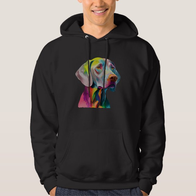 Weimaraner Colorful Pop Splash Tie Dye Rainbow Hoodie (Front)