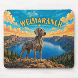 Weimaraner, Crater Lake Vintage Watercolor Mouse Mat