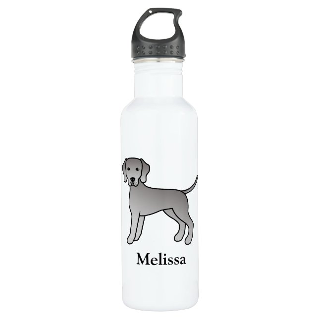 Weimaraner Cute Cartoon Illustration Dogs 710 Ml Water Bottle (Front)