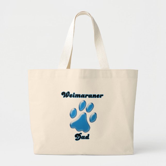 Weimaraner Dad blue Pawprint Large Tote Bag (Front)
