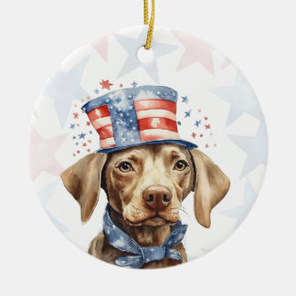 Weimaraner Dog, 4th of july Personalised Ceramic Tree Decoration